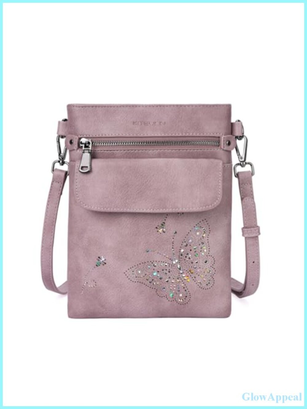 Vegan Leather Butterfly Crossbody Bag Small Cell Phone Purse
